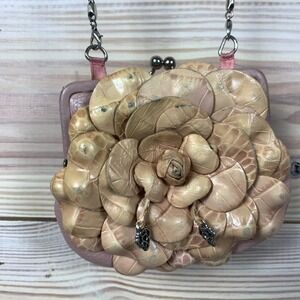 Brighton Rosalie‎ Coin Purse Leather Flower Pink Silver Plated Strap